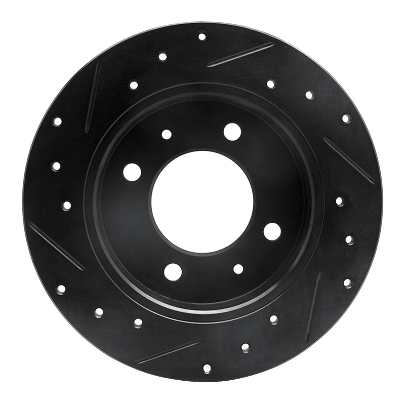 Hyundai Tiburon Brake Rotor (1) - Rear Right - R1 Concepts - Drilled & Slotted - Black - `97-`06